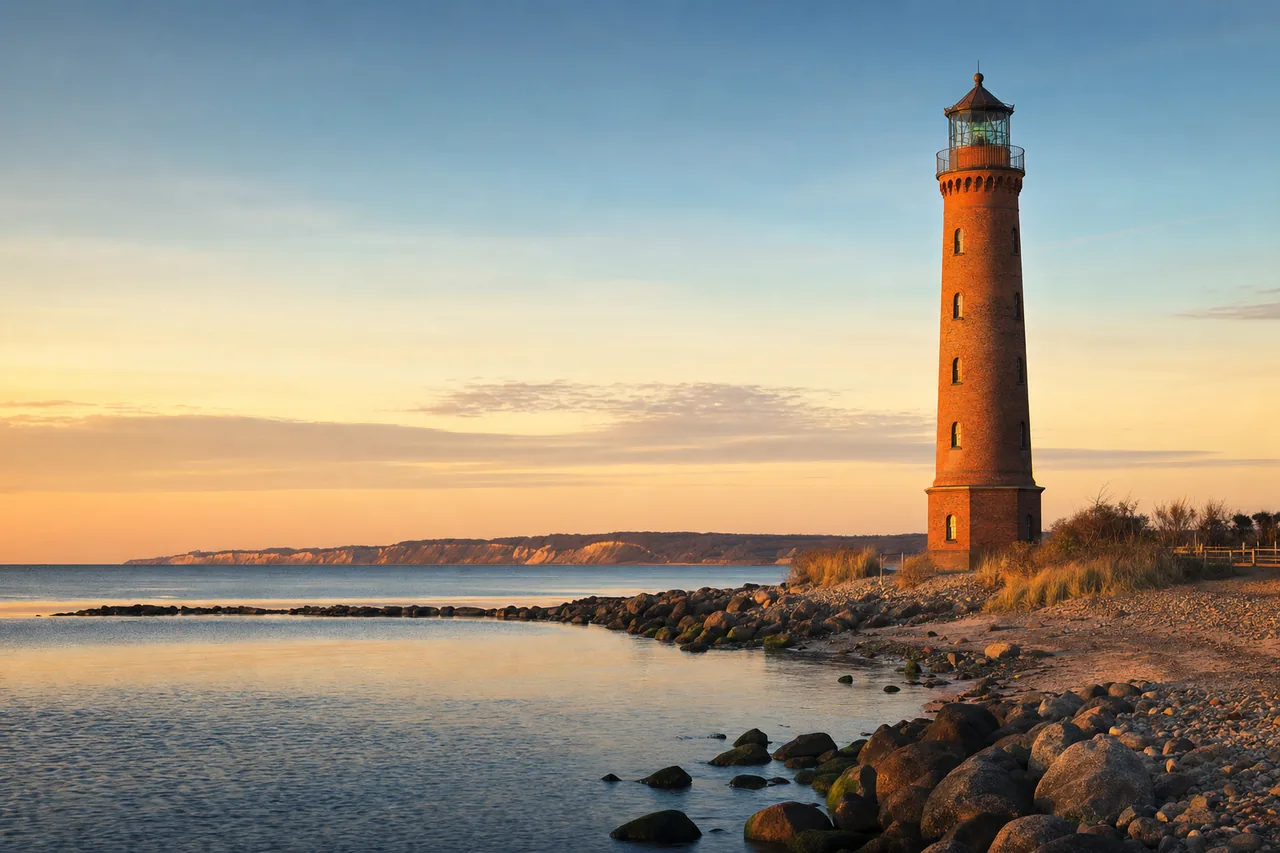 Leuchtturm an der Ostseeküste Schleswig-Holsteins im Abendlicht — Sinnbild der lokalen Casino-Sonderregelung